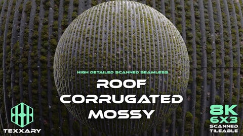 T070 Roof Corrugated Mossy 6x3 | Scanned Material