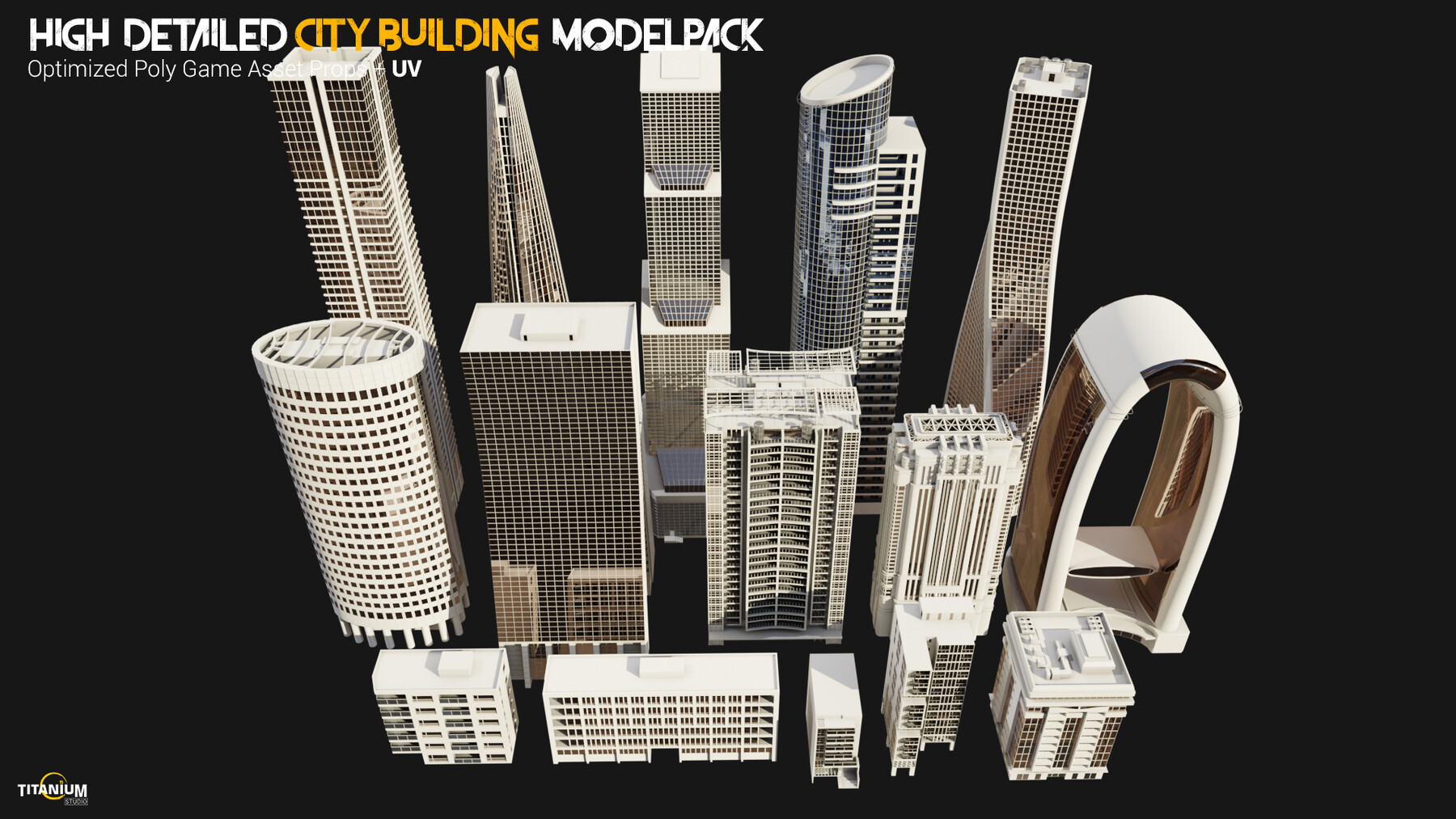 ArtStation - High Detailed City Building Pack + UV | Game Assets