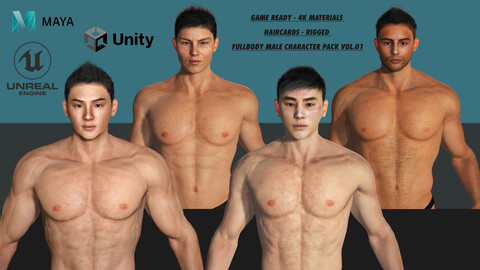AAA 3D MALE CHARACTER PACK VOL.01 - GAME READY RIGGED FULLBODY