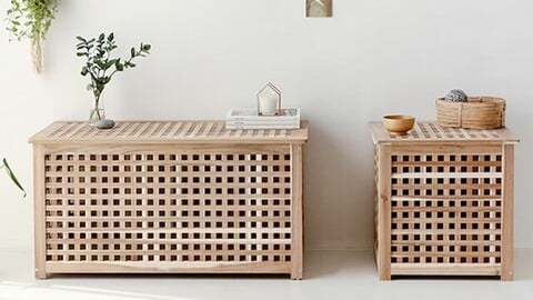 wooden storage tables