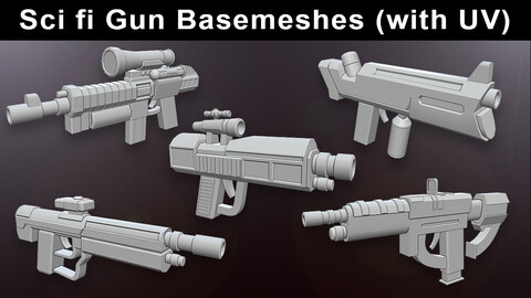 Sci-fi Gun Base meshes (with uv)