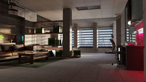 Cyberpunk Apartment Scene High Detail V2 - 3D Blender File