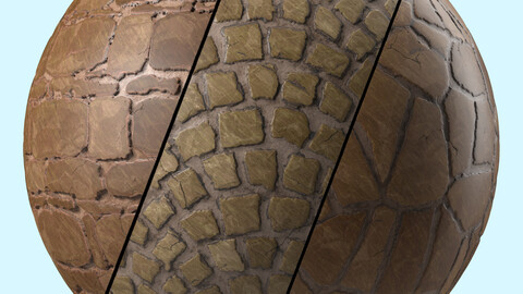 Stone Wall Materials 38- Stone walls By 3 Patterns, Sbsar Pbr 4k Seamless
