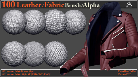 100 Leather & Fabric Brush/Alpha + Video How To Use