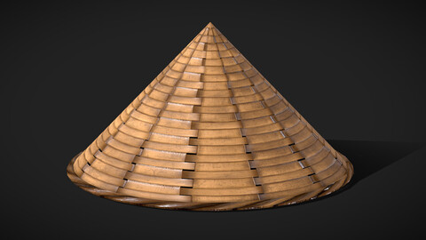 Conical Asian Hat - low poly 3D model