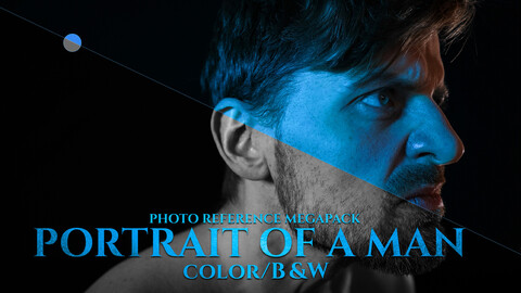 A Portrait of a man Color vs B&W - Photo Reference Pack noAI