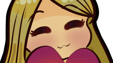 chibi girl with a heart emote