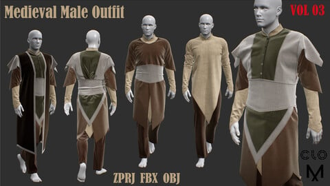 Medieval Male Outfit_VOL 03 ( Marvelous/CLO +ZPRJ +OBJ +FBX)