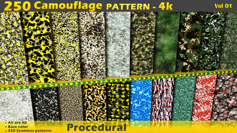 250 Camouflage Pattern 4K -procedural- vol 01