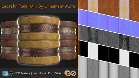 DH Materials 1- Leather Panel By Ornament Metal, Sbsar Seamless Pbr