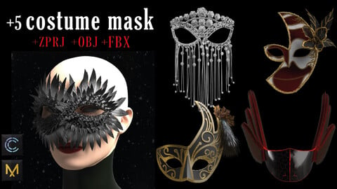 +5 costume mask pack ( ZPRJ+ OBJ + FBX )
