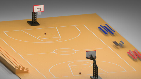 Cartoon Basketball Gym 2 3d model