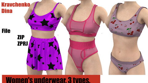 Women's underwear. 3 types.