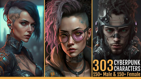 303 Cyberpunk Character Portraits