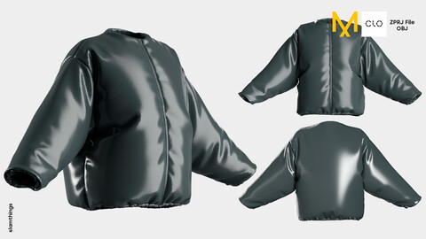 Streetwear Puffer Jacket #026 - Clo 3D / Marvelous Designer + OBJ / DIGITAL FASHION / HYPEBEAST / FUTURE FASHION