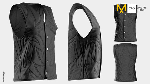 Streetwear Vest Waistcoat #012 - Clo 3D / Marvelous Designer + OBJ / DIGITAL FASHION / HYPEBEAST / FUTURE FASHION