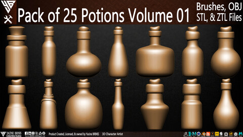 Pack of 25 Potion Bottles Volume 01