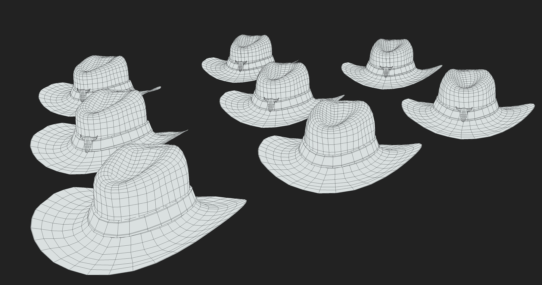 ArtStation Cowboy Hats Pack low poly 3D models Game Assets
