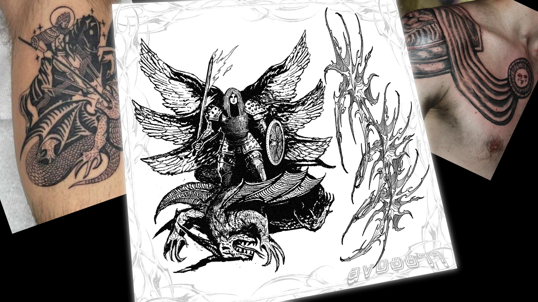 angel fighting demon tattoo designs