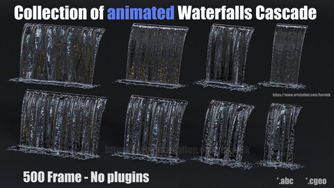 collection of animated waterfall Fountains cascade 500 Frame