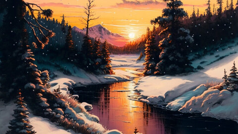 Snowy Sunset