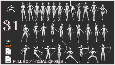 31 Female full body poses ZTL+OBJ+STL