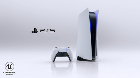 Sony Playstation 5 and Dualsense Controller Set 3D model