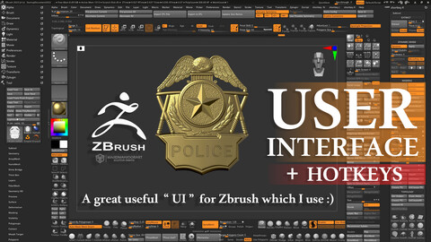 A great useful  “ User Interface ”  for Zbrush which I use + hot keys (Suitable for 27-inch monitor)