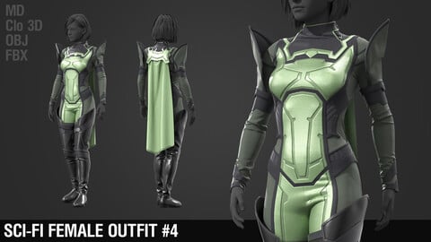 Sci-fi female outfit #4 / Cyberpunk / Future / Fantastic / Boots / Equipment / Marvelous Designer