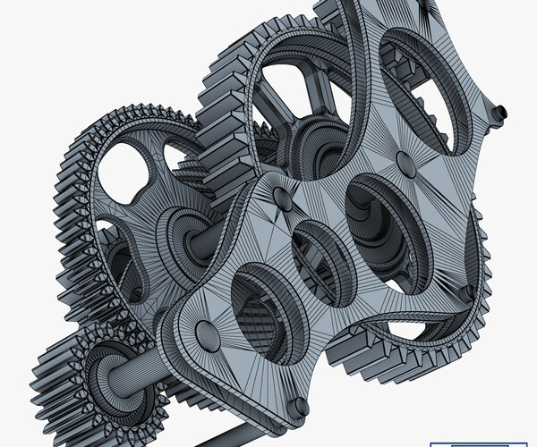 Gear Mechanism V 4 - 3D Model by Zurel