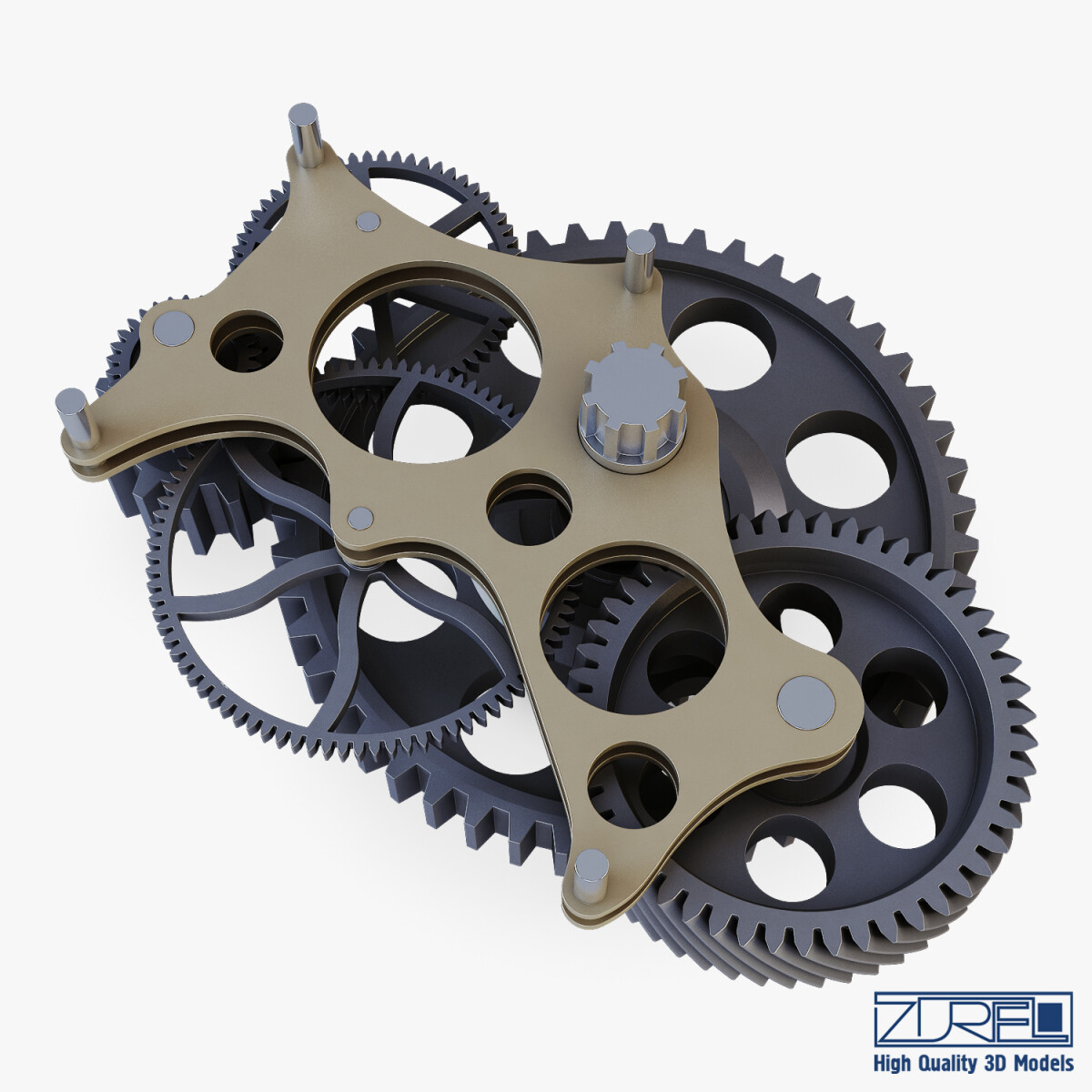 Gear Mechanism V 4 - 3D Model by Zurel