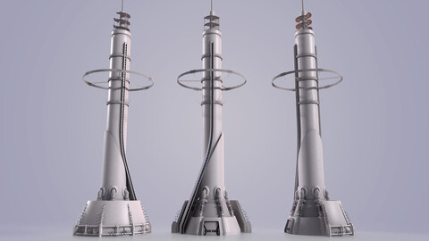 Sci-fi Tower Low-poly 3D model