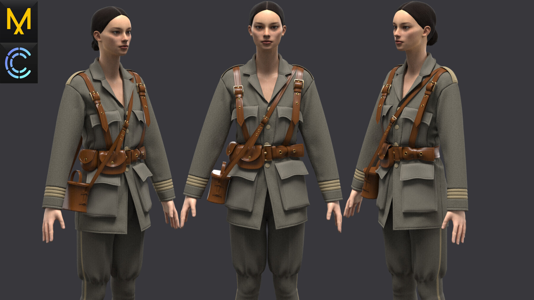 ArtStation - Military Outfit Female OBJ mtl FBX ZPRJ