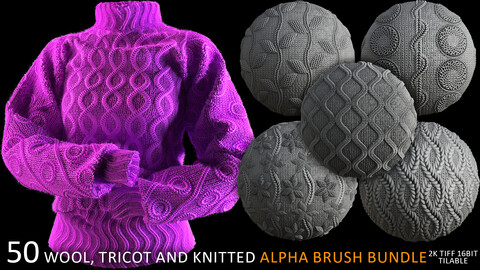WOOL, TRICOT AND KNITTED Alpha Brush Bundle vol2