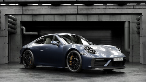 Porsche 911 Carrera GTS (Rigged) + Garage / 3D Blender File / 3D Model