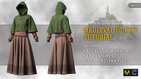 Medieval women Outfit Tutorial / Marvelous Designer / PBR Textures