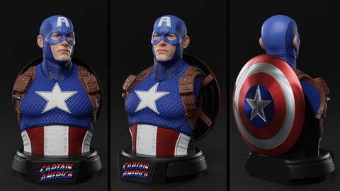 Captain America Bust fan art  3D print model