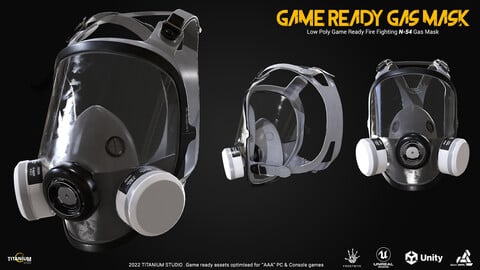 Low Poly Game Ready Fire Fighting Gas mask