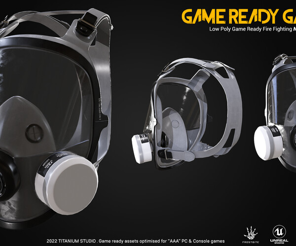 ArtStation Low Poly Game Ready Fire Fighting Gas mask Game Assets