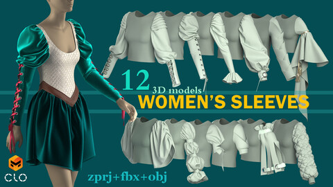 women's sleeves . CLO3D, MD Projects + FBX + OBJ