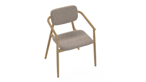 KLARA Upholstered chair with armrests 3D Model