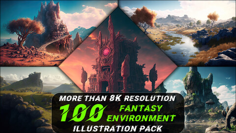 100 Fantasy Environment Illustration Pack (More Than 8K Resolution) - Vol 3