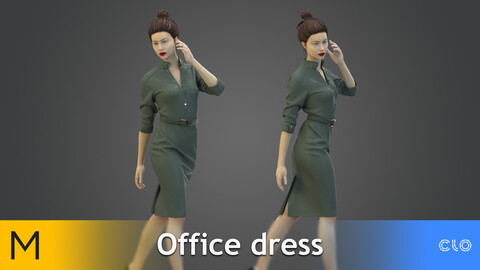 Office dress, Strict outfit Marvelous Designer, CLO3D