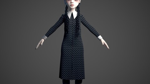 3D Stylized Character Wednesday Addams v2