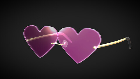 Heart Sunglasses / Neon Sunglasses - low poly 3D model