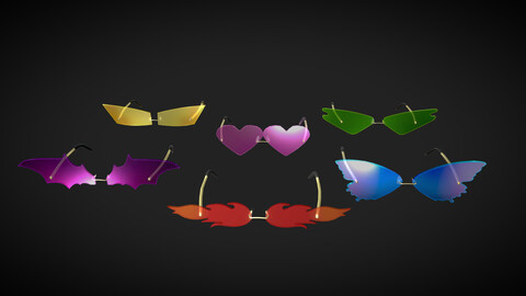 Sunglasses Pack / Neon Sunglasses - low poly 3D model