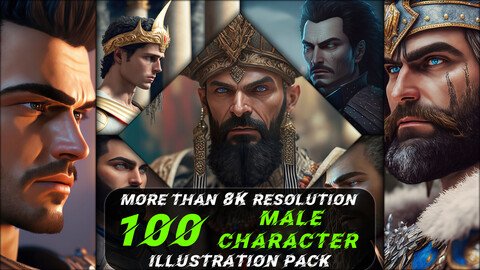 100 Male Character Illustration Pack (More Than 8K Resolution) - Vol 1