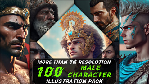 100 Male Character Illustration Pack (More Than 8K Resolution) - Vol 2