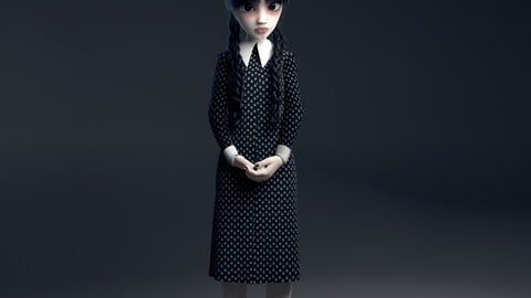 Wednesday Addams - Rigged 3D Character Model