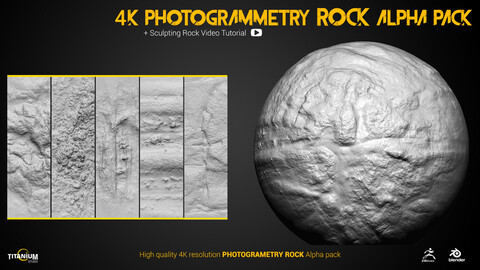 80 Rocks | Cliffs Photo Scaned Alphas +  Sculpting Rock Video Tutorial